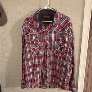 Men's Western Plaid Button-Down Shirt